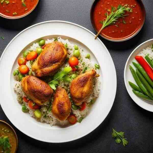 Рис с овощами и куриными ножками